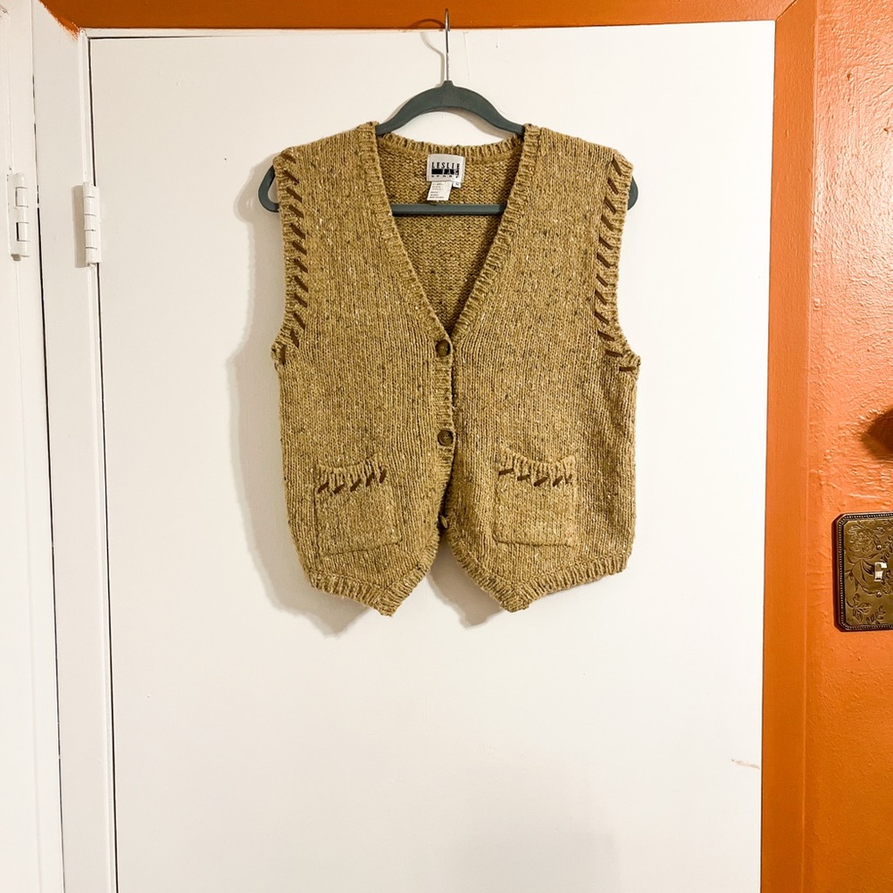 Vintage Wool Cozy Knit Button-Up Vest